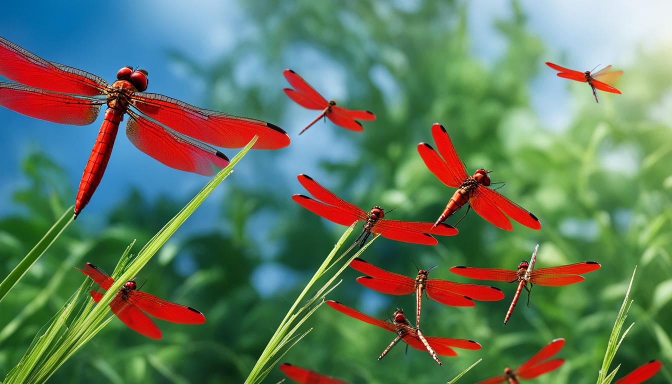 are bright red dragon flies in your back yard good luck