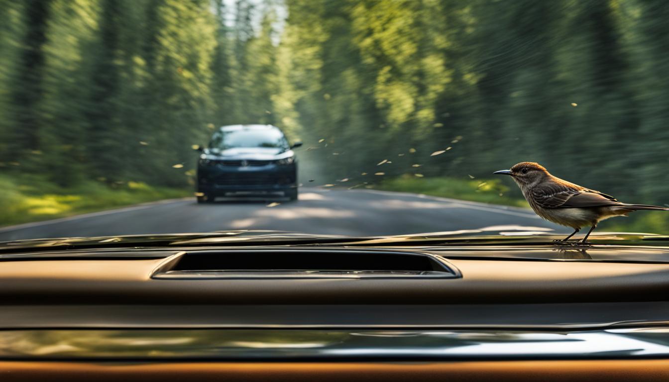 bird hitting car window