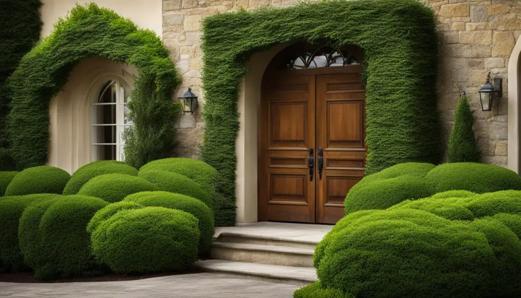 boxwood branches over doors