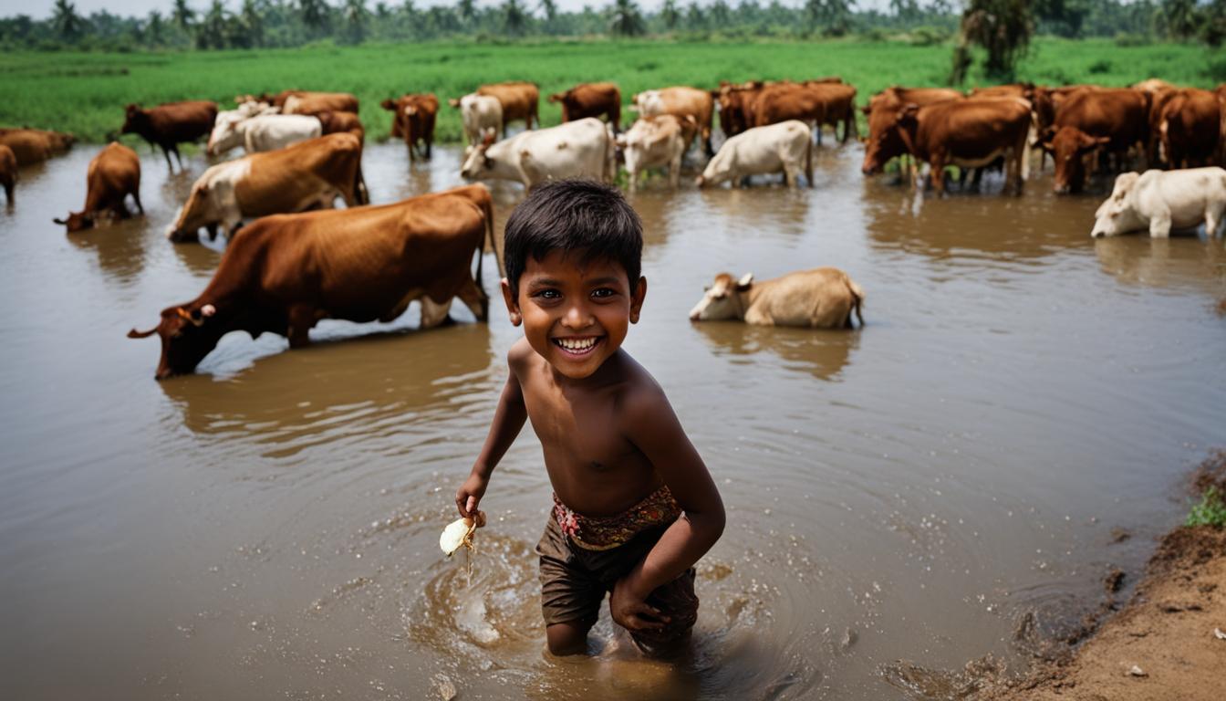 do indian children bath in cow poop for good luck