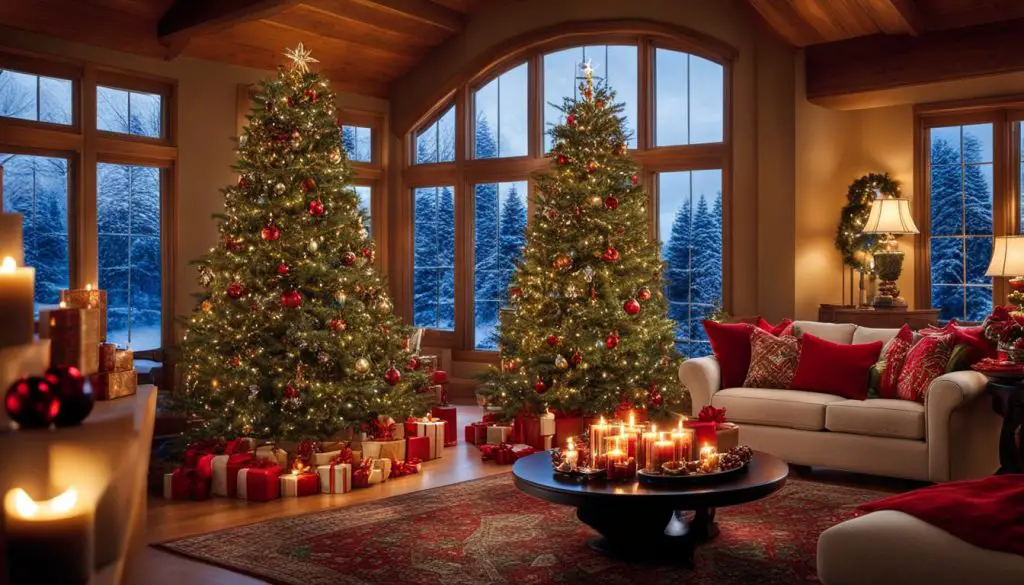 festive atmosphere with candles and essential oils