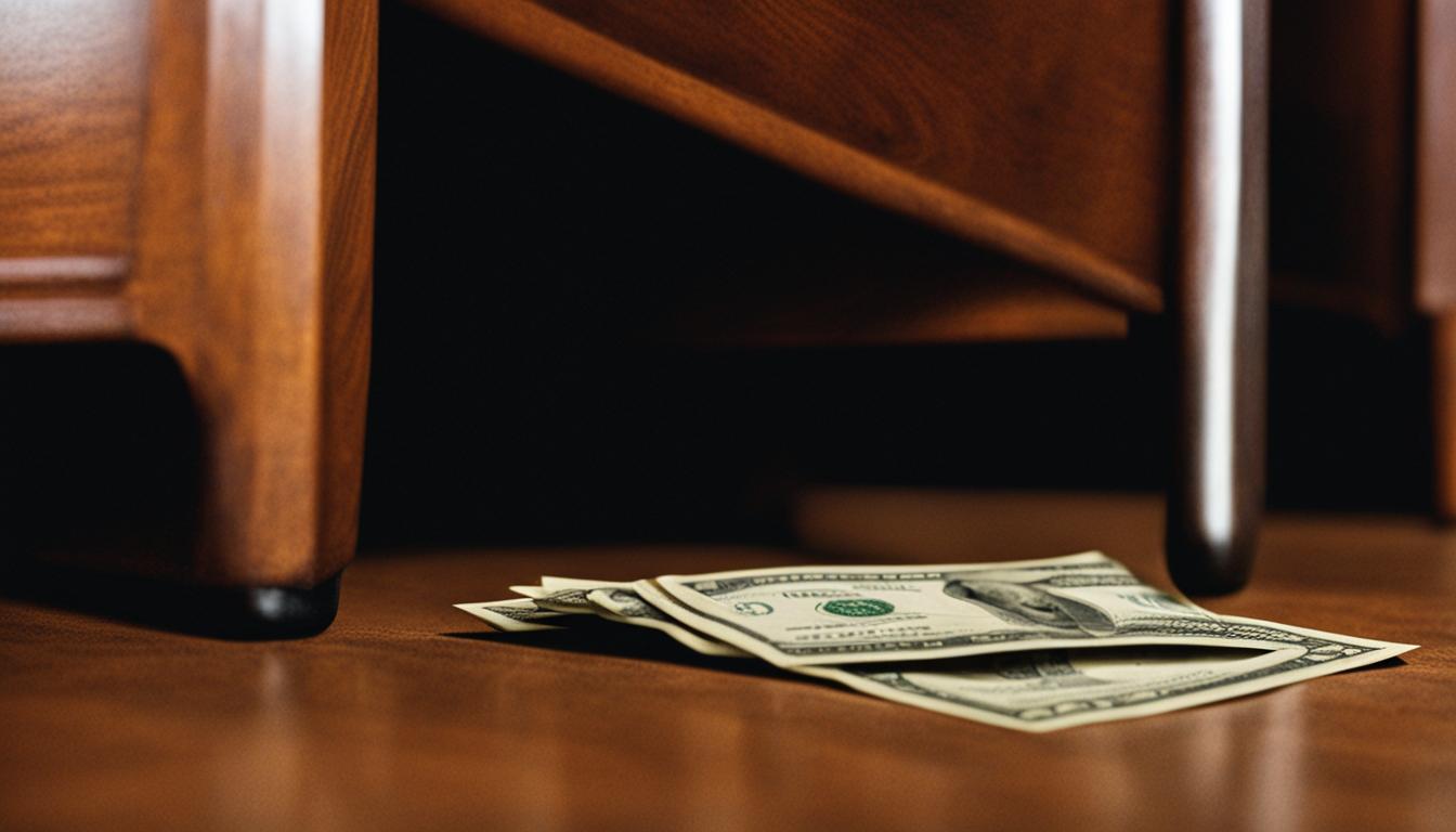 is a dollar taped under desk good luck