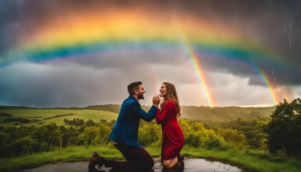 rain on wedding proposal good luck