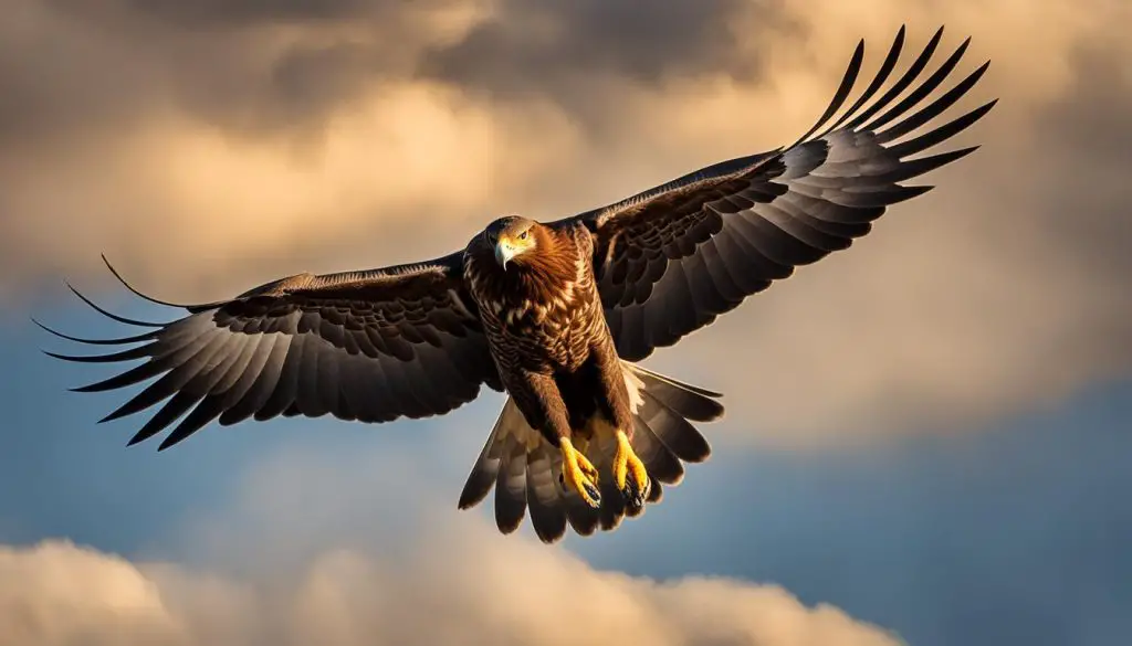 steppe eagle soaring through the sky