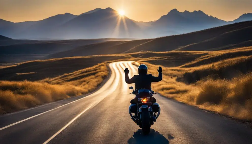 wishing luck to someone riding a motorcycle